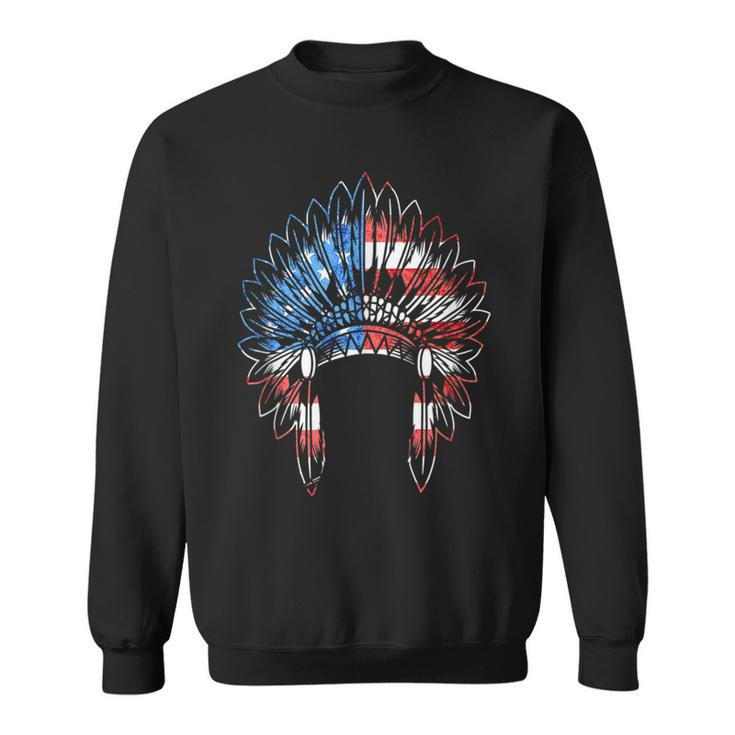 Native American Feather Headdress Indian Chief Usa America  Sweatshirt
