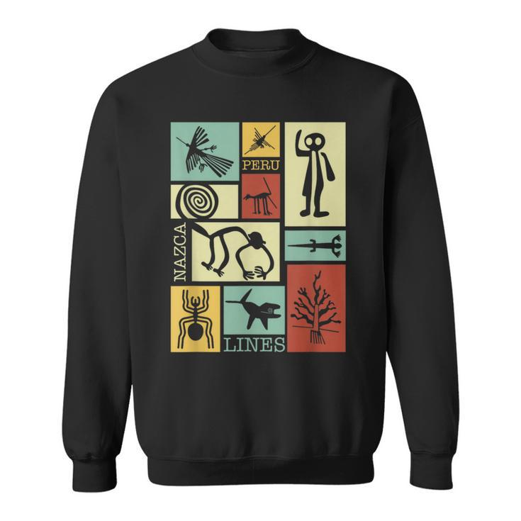 Nazca Lines Peru Geoglyph Monkey Astronaut Spider Retro Sweatshirt