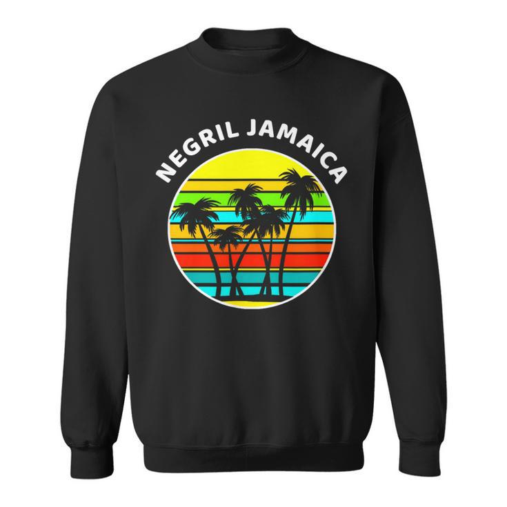 Negril Jamaica Palm Trees Silhouette Sunset Jamaica Sweatshirt