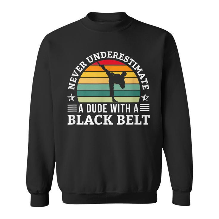 Never Underestimate A Dude With A Black Belt Karate Karate Funny Gifts Sweatshirt