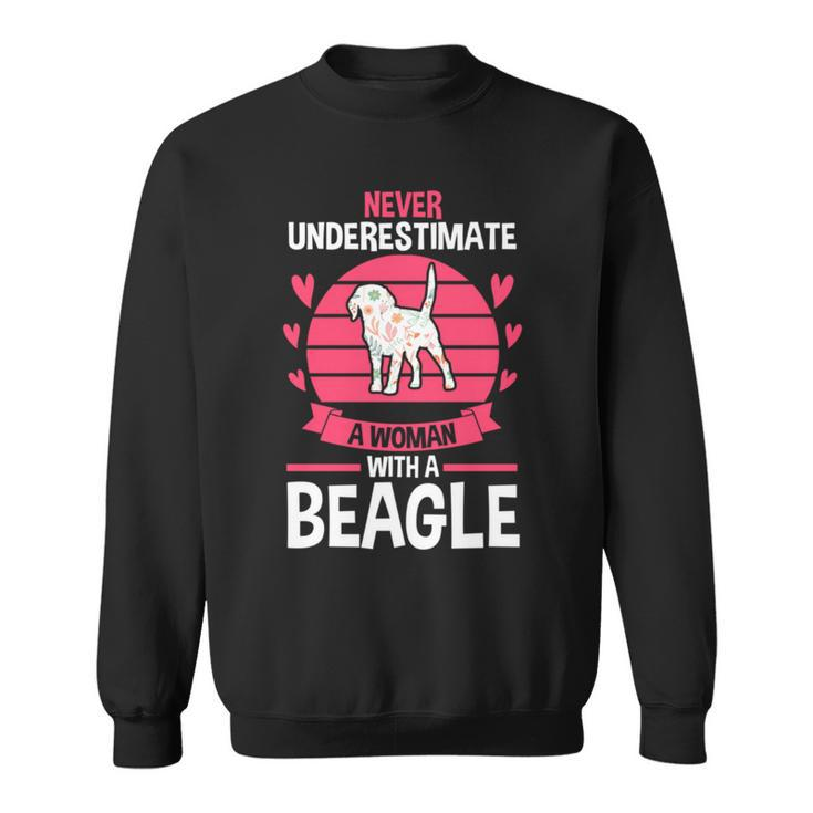 Never Underestimate A Woman With A Beagle Sweatshirt