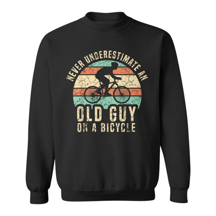 Never Underestimate Funny Cycling Gift For Mens Cycling Funny Gifts Sweatshirt