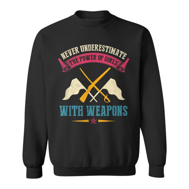 Never Underestimate Power Of Girls With Weapons Color Guard Sweatshirt