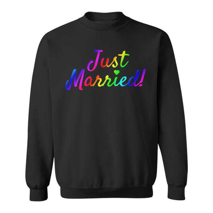 Newlywed Just Married Gay Lesbian Lgbt Wedding Honeymoon   Sweatshirt