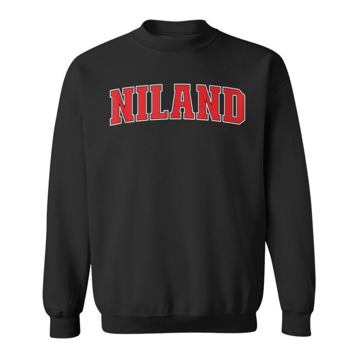 Niland California Souvenir Trip College Style Red Text Sweatshirt