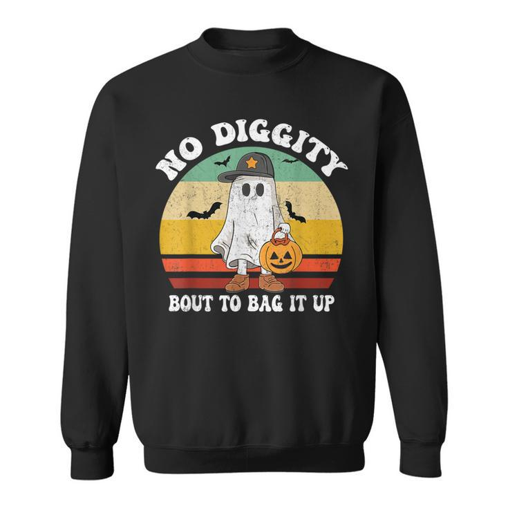 No Diggity Bout To Bag It Up Cute Ghost Halloween Sweatshirt