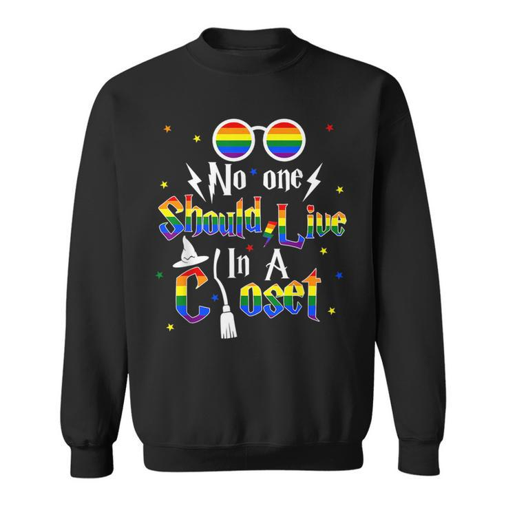 No One Should Live In A Closet Lgbtq Gay Pride Proud Ally  Sweatshirt