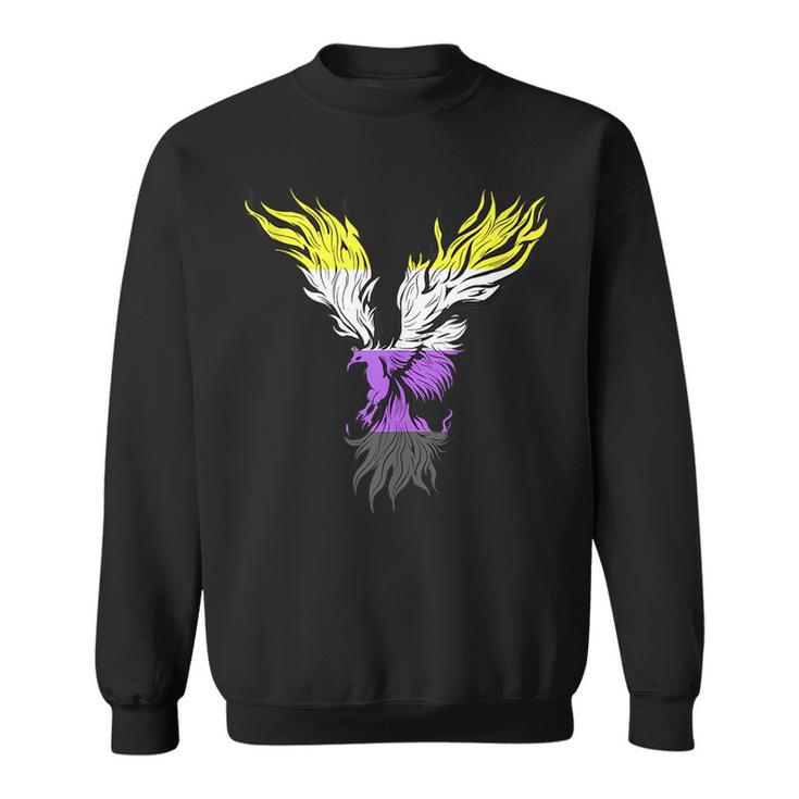 Nonbinary Flag Phoenix Bird Nonbinary Pride Genderqueer Lgbt  Sweatshirt