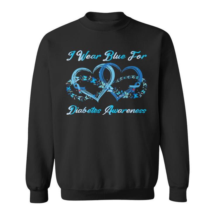 In November We Wear Blue Butterflies Diabetes Awareness Sweatshirt