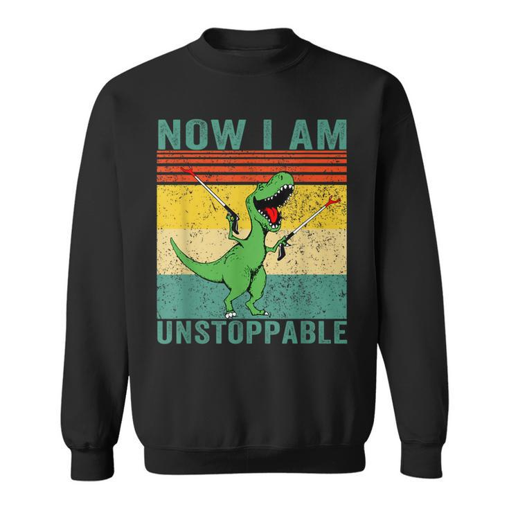 Now I Am Unstoppable T-Rex Funny Dinosaur Retro Vintage  Sweatshirt