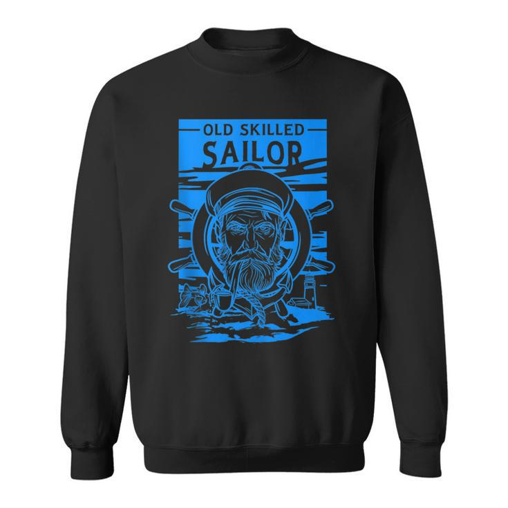 Old Skilled Sailor - Captain Illustration - Anchor Wheel Sweatshirt