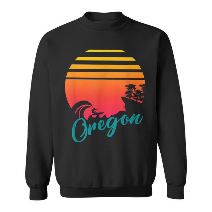 Oregon Coast Sunset Surf Waves And Rocks Sweatshirt