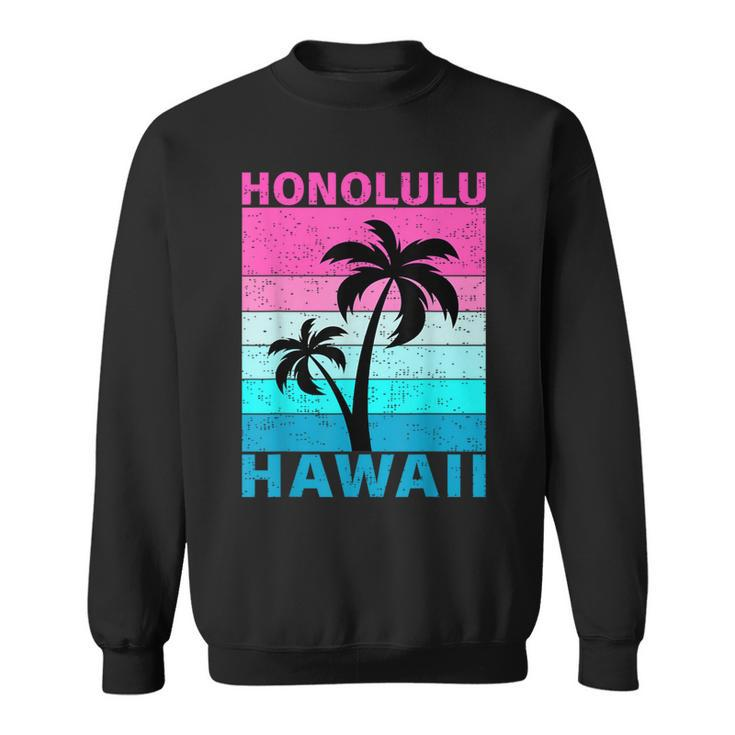 Palm Tree Vintage Family Vacation Hawaii Honolulu Beach Sweatshirt