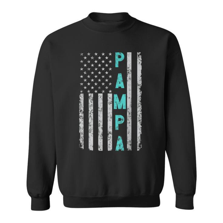 Pampa Fathers Day Vintage Patriotic Distressed American Flag Sweatshirt