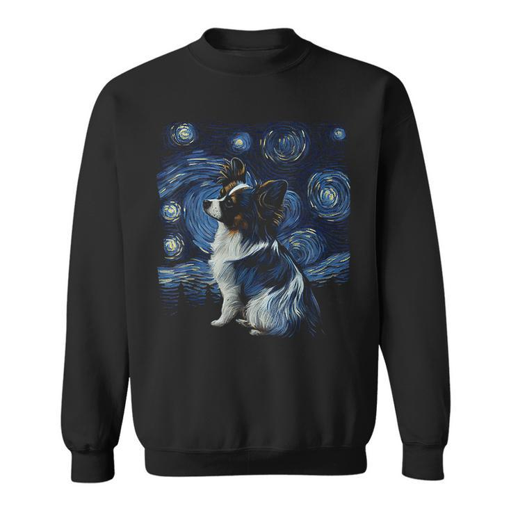 Papillon Dog Starry Night Dogs Lover Gifts Graphic  Sweatshirt