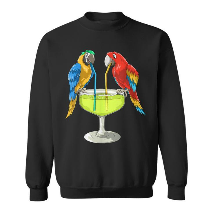 Parrots Drinking Margarita Hawaiian Vacation Beach Party Sweatshirt