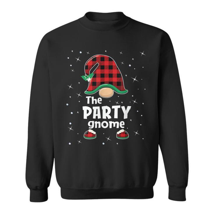 Party Gnome Buffalo Plaid Matching Christmas Pajama Sweatshirt