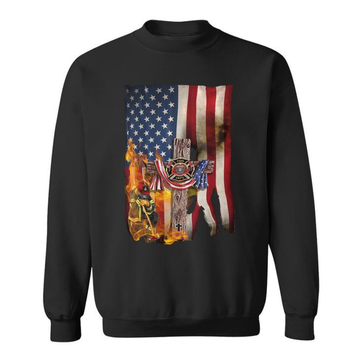 Patriot Day September 11 Firefighter God Bless Usa - Black Mug Sweatshirt