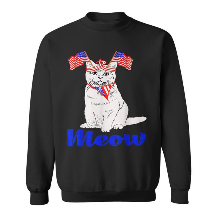 Patriotic Cat Meowica 4Th Of July Funny Kitten Lover Patriotic Funny Gifts Sweatshirt