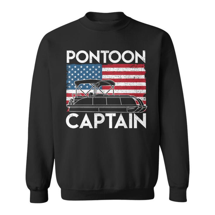 Patriotic Pontoon Captain Us American Flag Funny Boat Owner  Sweatshirt