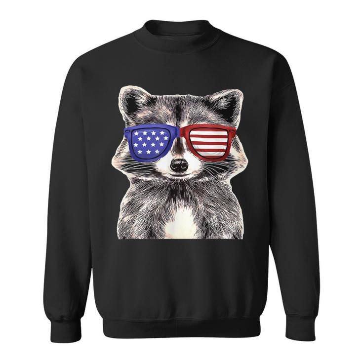 Patriotic Raccoon Wearing Usa Flag Glassess 4Th Of July Sweatshirt