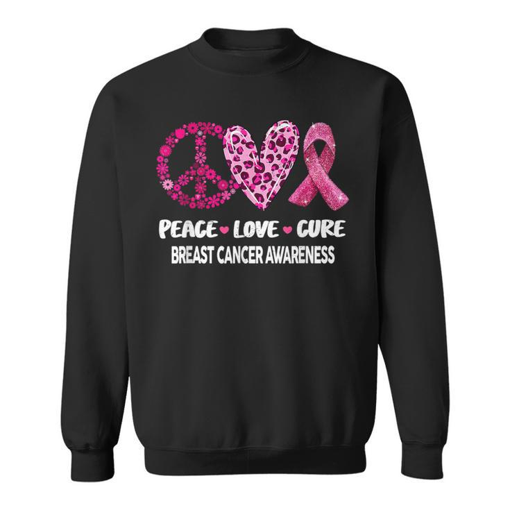 Peace Love Cure Pink Ribbon Breast Cancer Awareness Sweatshirt