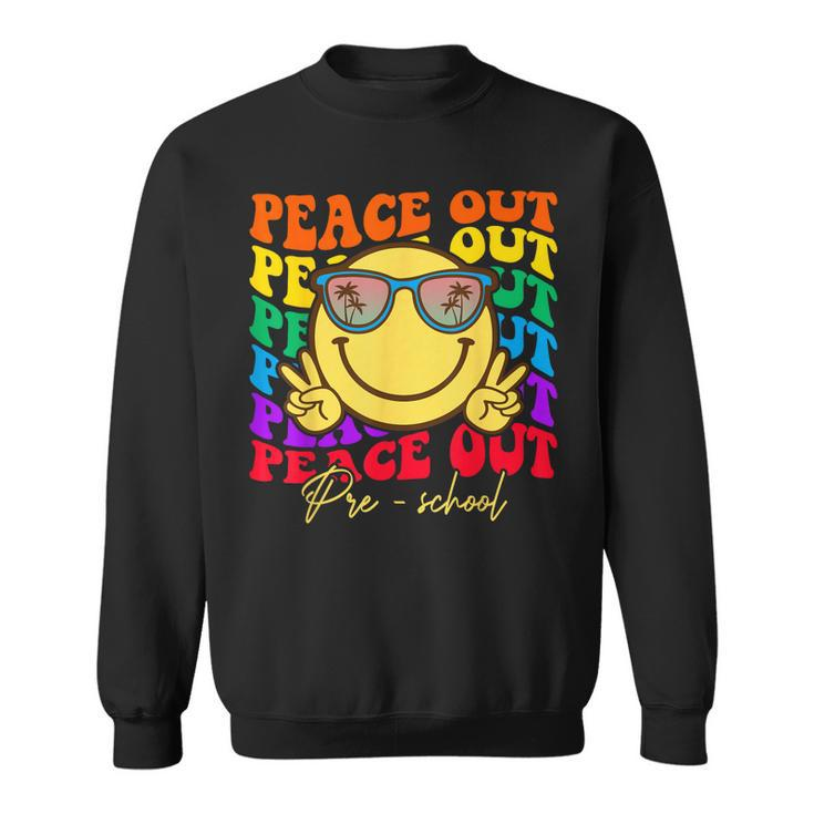 Peace Out Preschool Graduation  Kids Smile Retro Face  Sweatshirt
