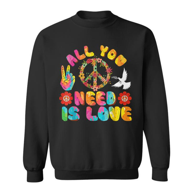 Peace Sign Love 60S 70S 80S Costume Hippie Retro Halloween Sweatshirt