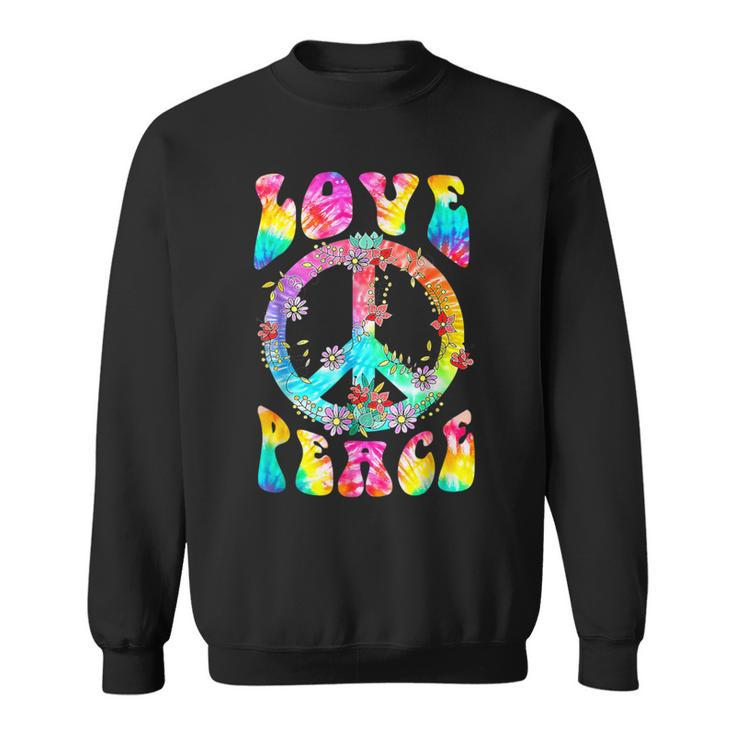 Peace Sign Love 60'S 70'S Tie Dye Hippie Costume Sweatshirt