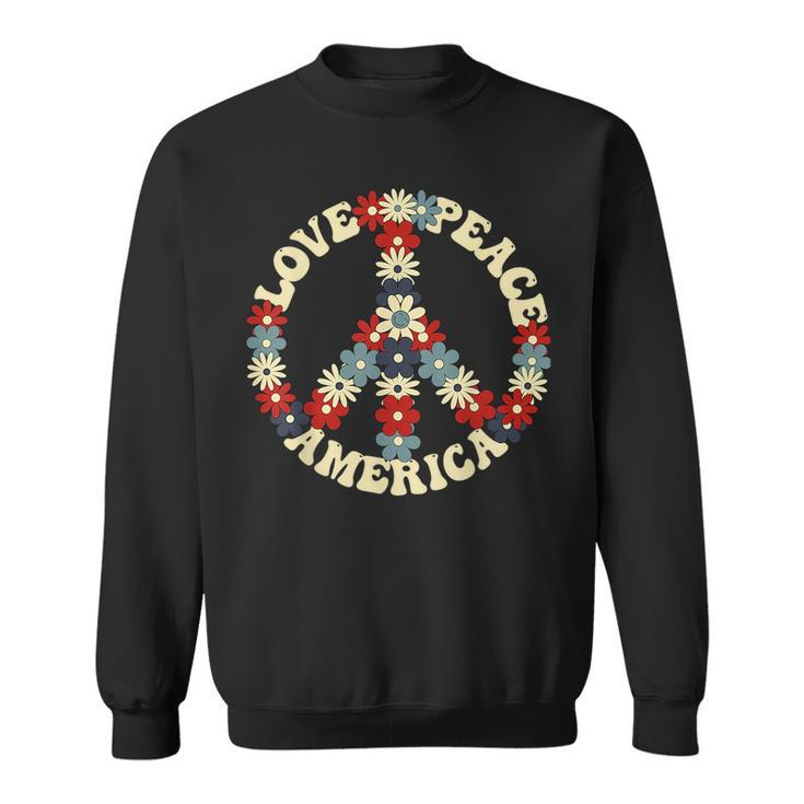 Peace Sign Love Peace America 70S Hippie Patriotic  Sweatshirt