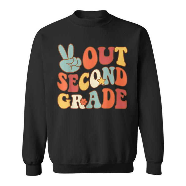 Peace Sign Out Second Grade Groovy 2Nd Last Days School  Sweatshirt