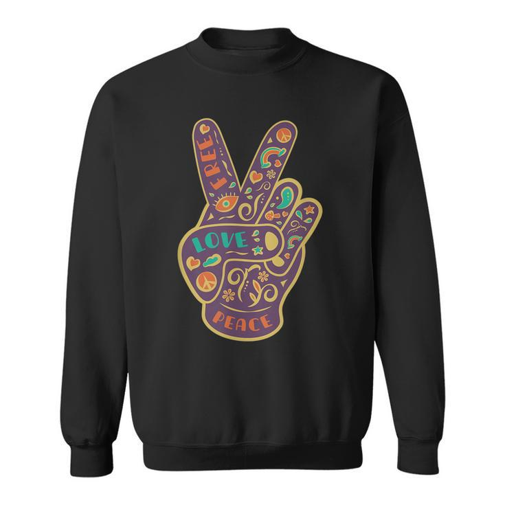 Peace Sign Two Fingers Distressed  Sweatshirt
