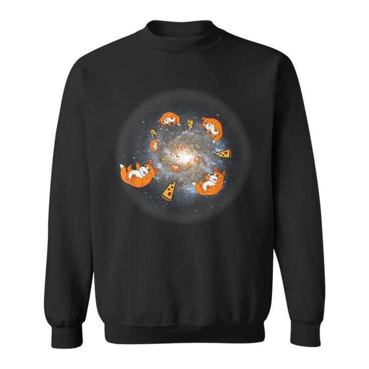 Pembroke Welsh Space Corgi Pizza Universe Meme Puns  Sweatshirt