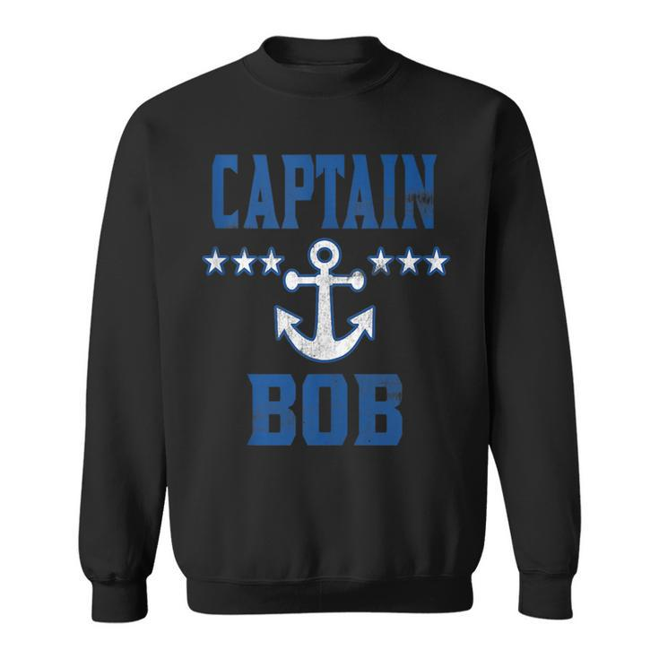 Personalized Boating Vintage Blue Captain Bob Anchor Stars  Sweatshirt
