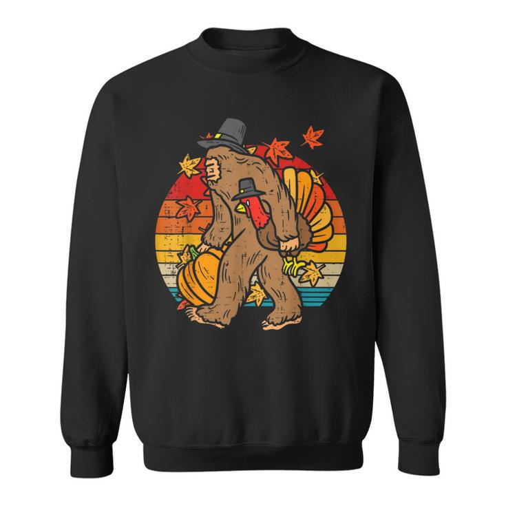Pilgrim Bigfoot Turkey Retro Thanksgiving Sasquatch Men Sweatshirt