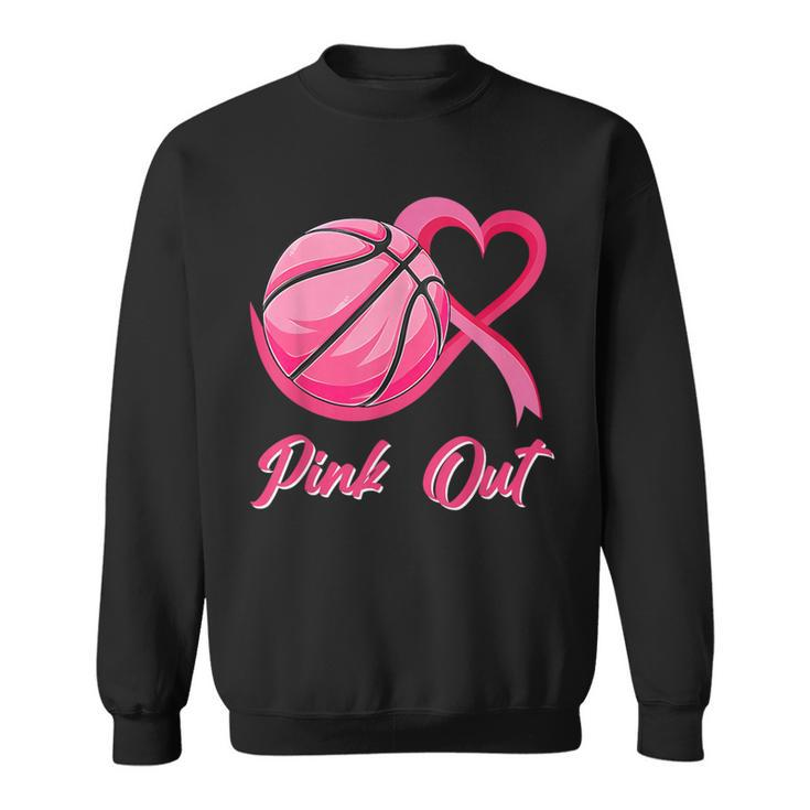 Pink Out Basketball Breast Cancer Awareness Pink Ribbon Sweatshirt