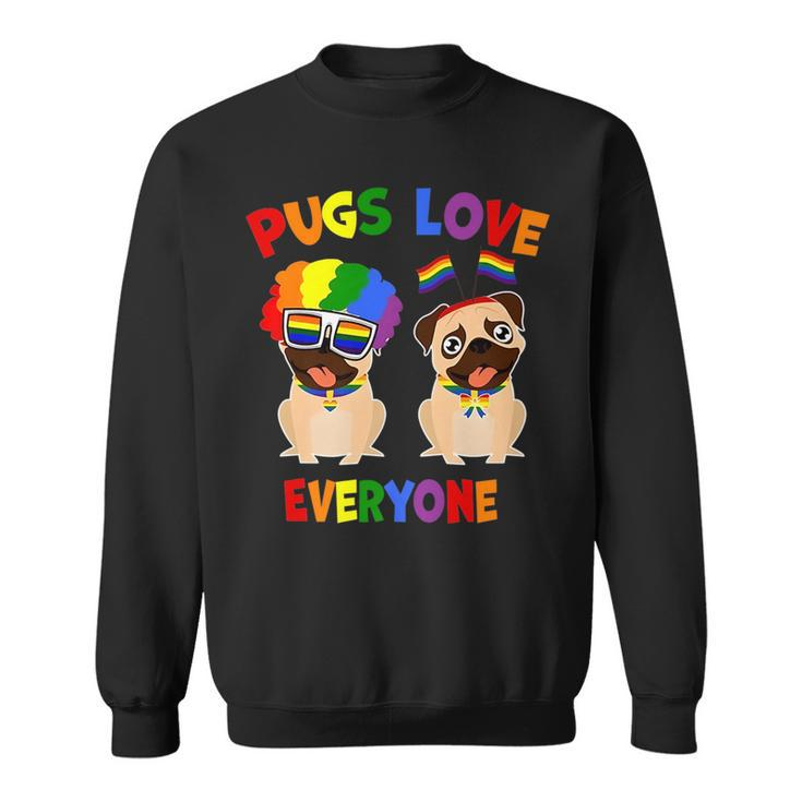 Pride Parade Pugs Love Everyone Lgbt Pugs Gay Pride Lgbt   Sweatshirt