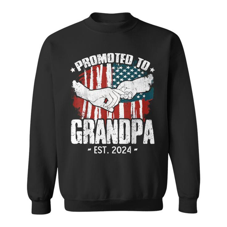 Promoted To Grandpa Est 2024 Patriotic Grandpa Fathers Day Sweatshirt