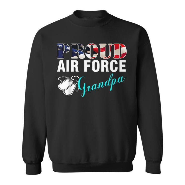 Proud Air Force Grandpa With American Flag  Veteran Sweatshirt