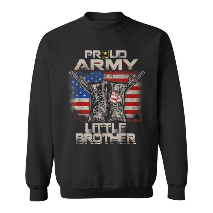 Proud Army Little Brother America Flag Us Military Pride  Sweatshirt