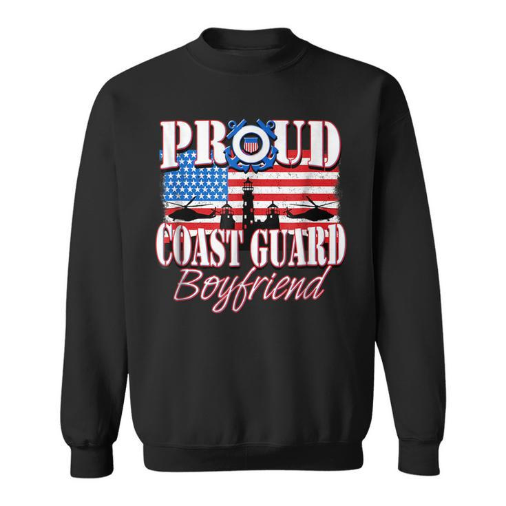 Proud Coast Guard Boyfriend Usa Flag  Men Usa Funny Gifts Sweatshirt
