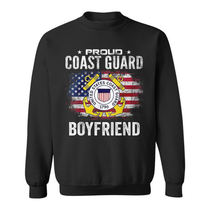 Proud Coast Guard Boyfriend With American Flag Gift Veteran Veteran Funny Gifts Sweatshirt