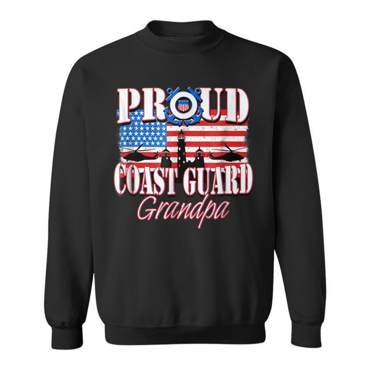 Proud Coast Guard Grandpa Usa Flag  Men Grandpa Funny Gifts Sweatshirt