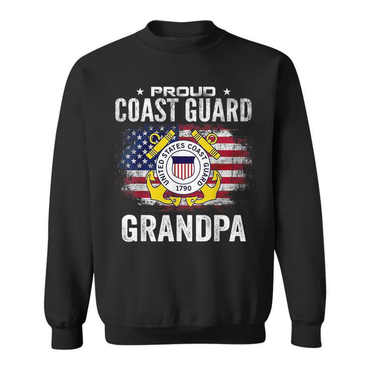 Proud Coast Guard Grandpa With American Flag Gift Veteran Veteran Funny Gifts Sweatshirt