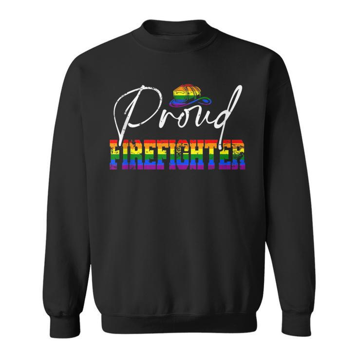 Proud Firefighter Funny Pride Lgbt Flag Matching Gay Lesbian  Sweatshirt