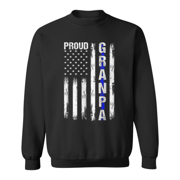 Proud Grandpa American Flag Thin Blue Line Police Support  Gift For Mens Sweatshirt