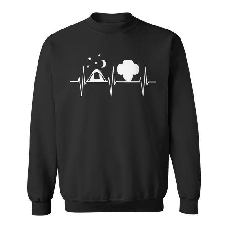 Proud Scout Girl Scouting Heartbeat Trefoil Tent Camping Gift For Womens Sweatshirt