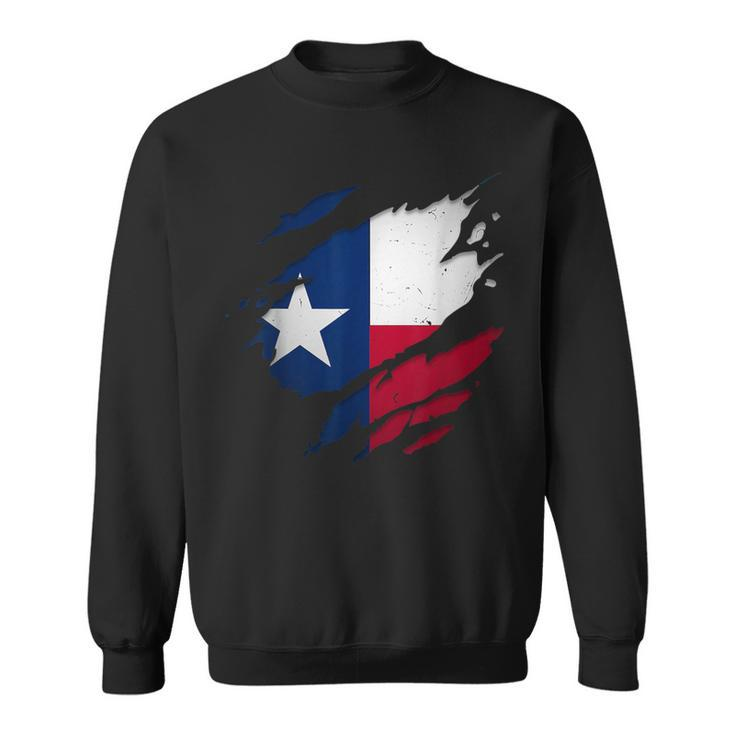Proud Texan Tx State Torn Ripped Texas Flag Sweatshirt