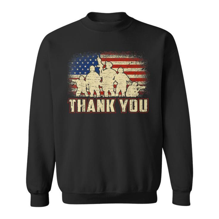 Proud Thank You American Us Flag Military Veteran Day Gift  Sweatshirt