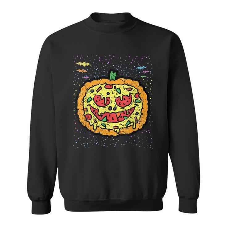 Pumpkin Pizza Hallowen Costume Scary Jack O Lantern Foodie Sweatshirt